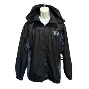 Cheneral Black Zip Up Collared Removable‎ Hood Lined Windbreaker Size M